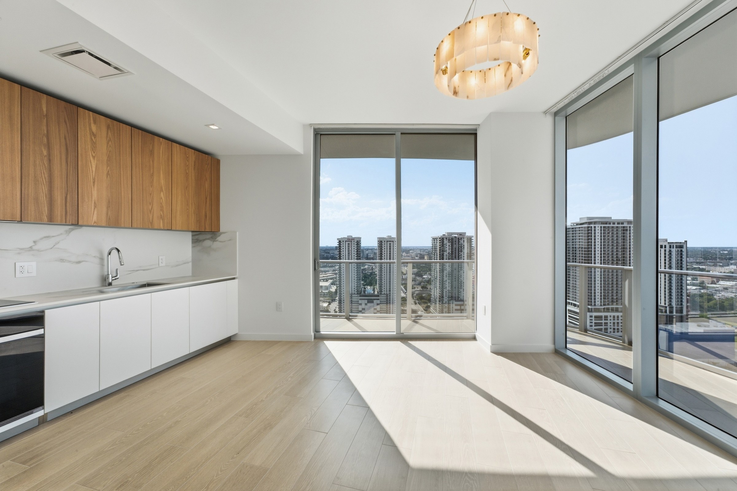 Corner living space with private balcony and Downtown Miami outlook