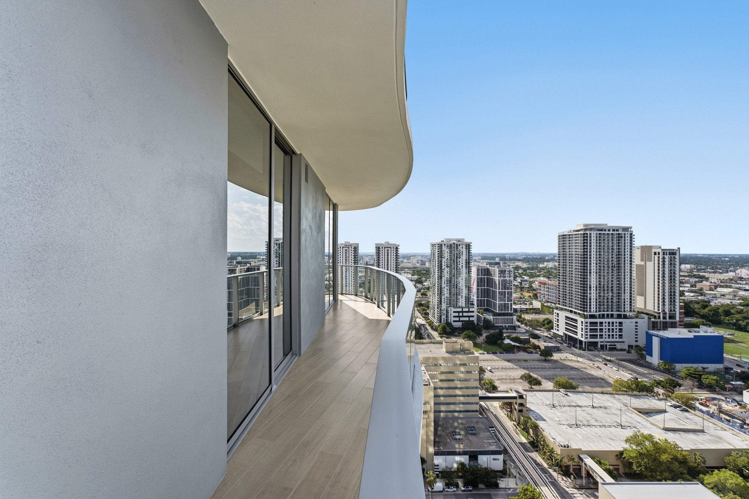 Long balcony perspective above Miami