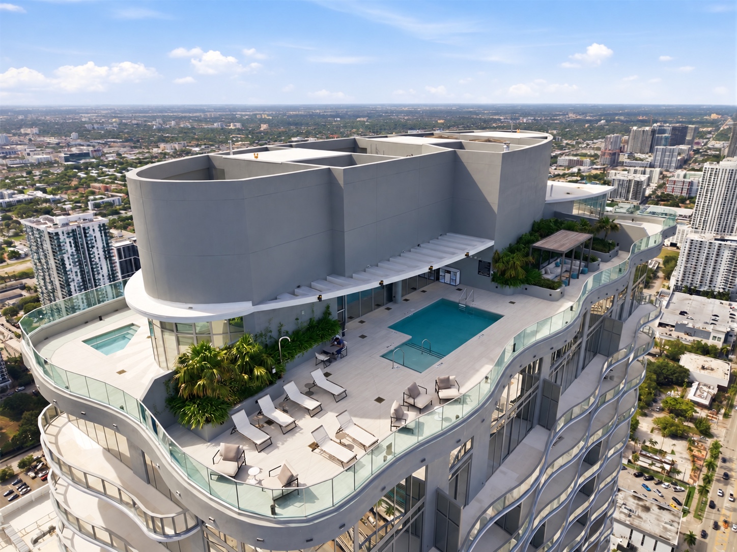 Aerial view of Casa Bella Residences and its amenity terraces