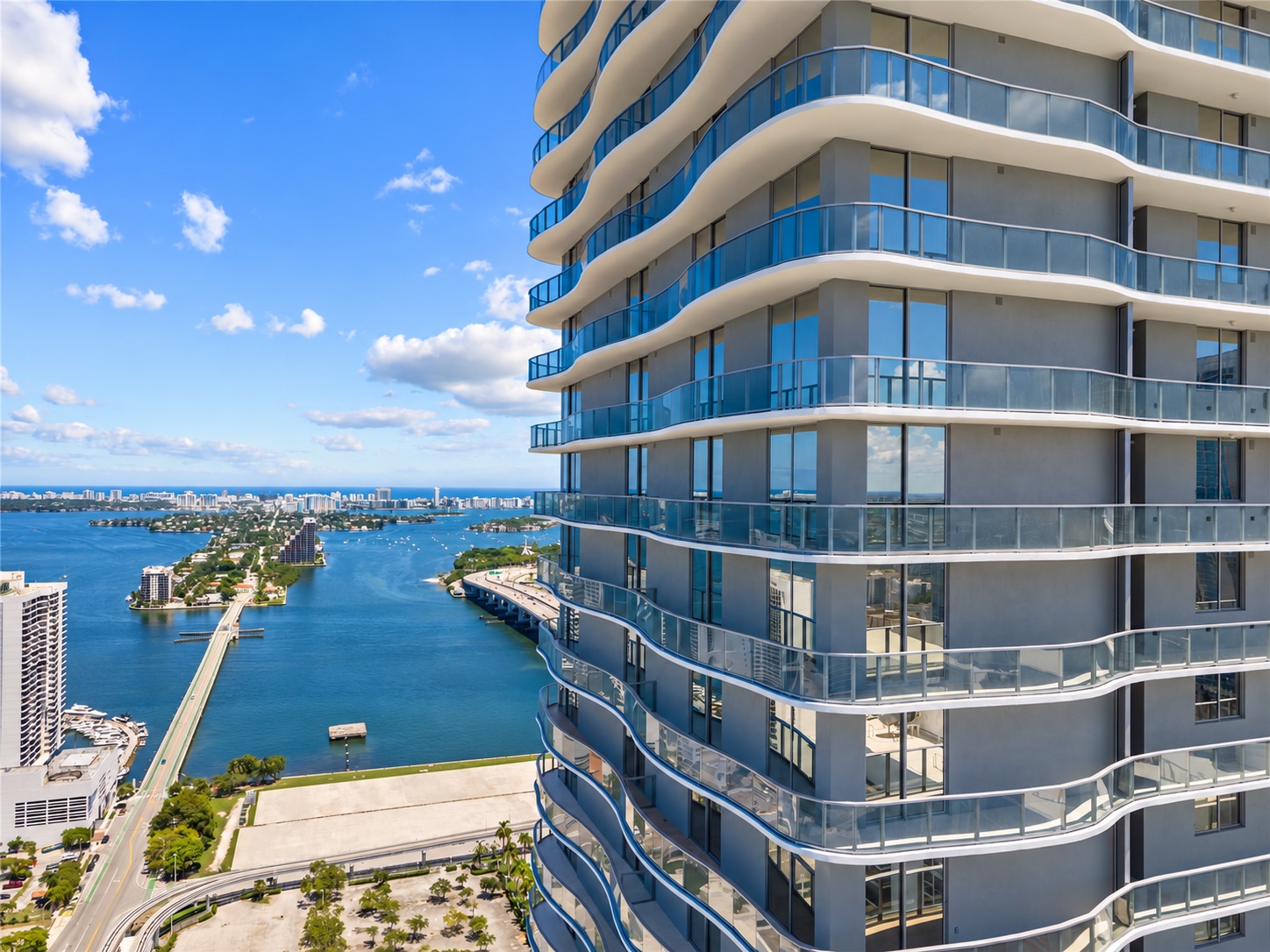 Rooftop terrace view across Biscayne Bay